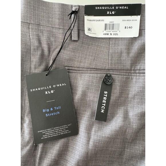 Shaquille O’Neal XLG Gray Plaid Men's Stretch Classic Fit Suit Pants 48W-32L - Picture 13 of 14